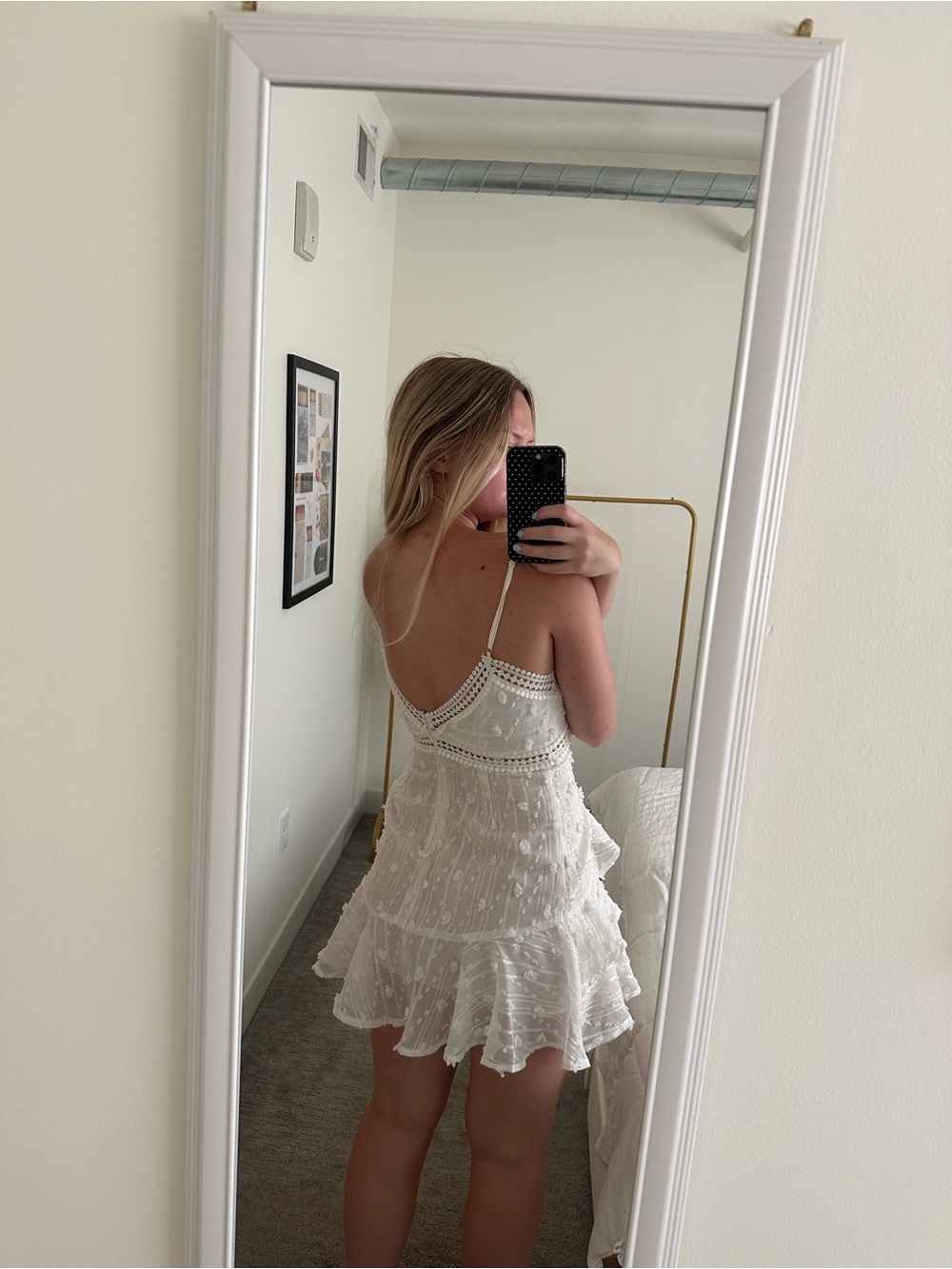 White V-Neck Ruffle Layered Mini Dress - Picture 2 of 8